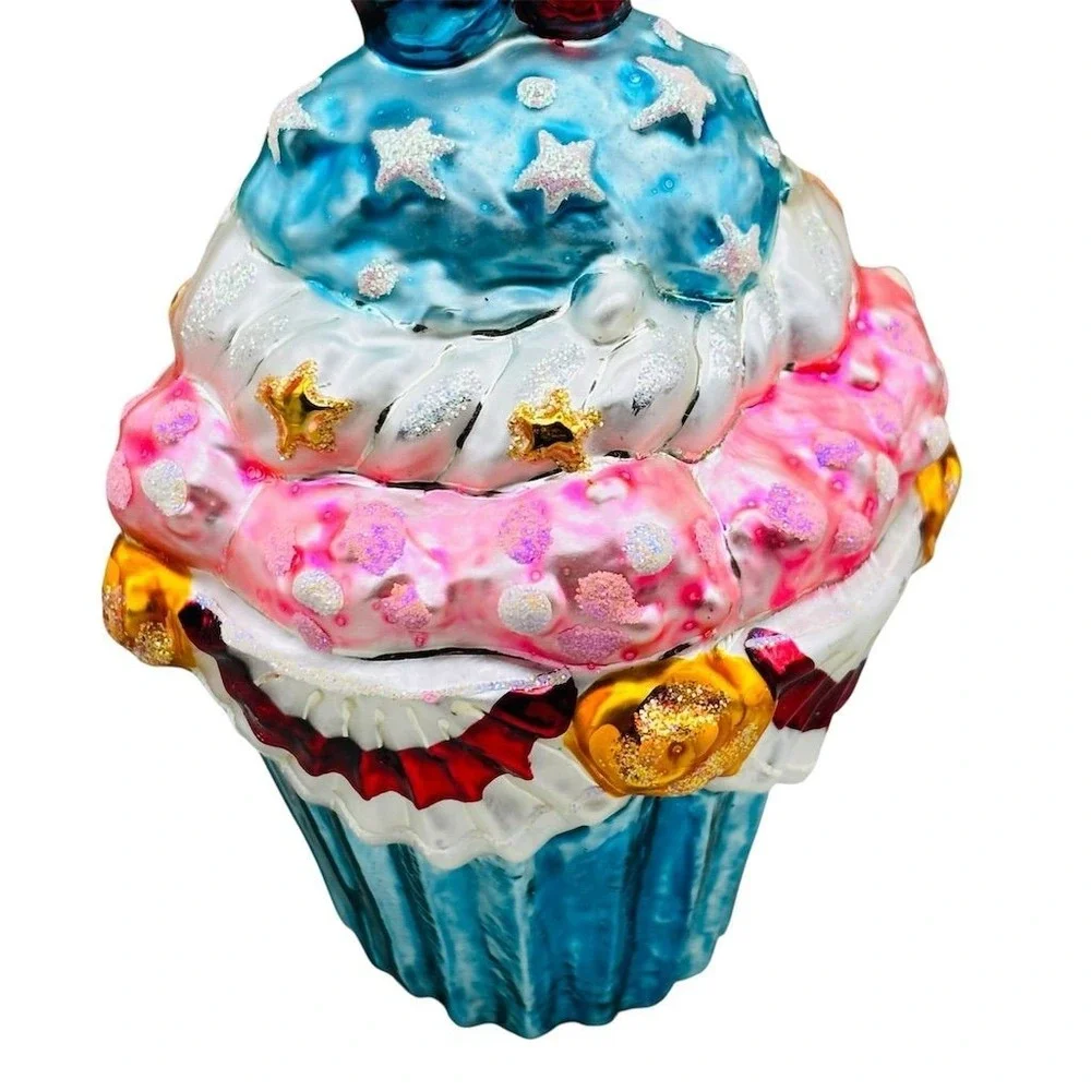 Christopher Radko Christmas‎ Cupcake Glass Ornament Multicolor
